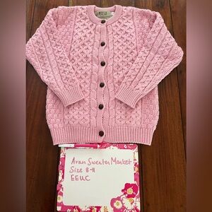 Girl’s Traditional Aran Merino Wool Cardigan